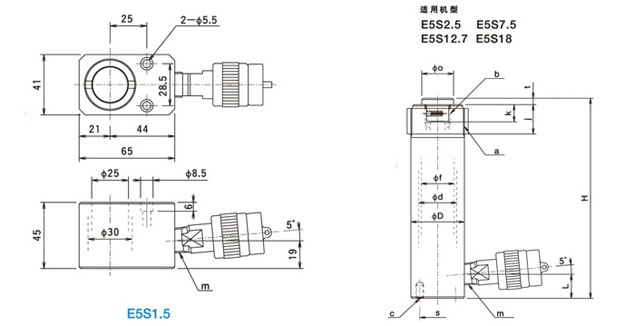 ES型OJ单作用液压千斤顶尺寸图 ES型OJ单作用液压千斤顶尺寸图